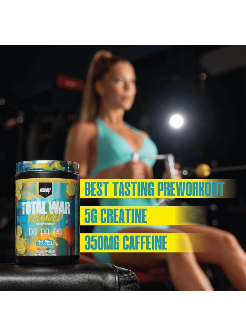 REDCON1 Total War Reloaded Pre Workout Powder, Icey Blue Lemonade - Creatine, Beta Alanine + L-Citrulline Malate Keto Friendly for Men & Women with 350mg of Caffeine - Fast Acting (30 Servings) - Image 5