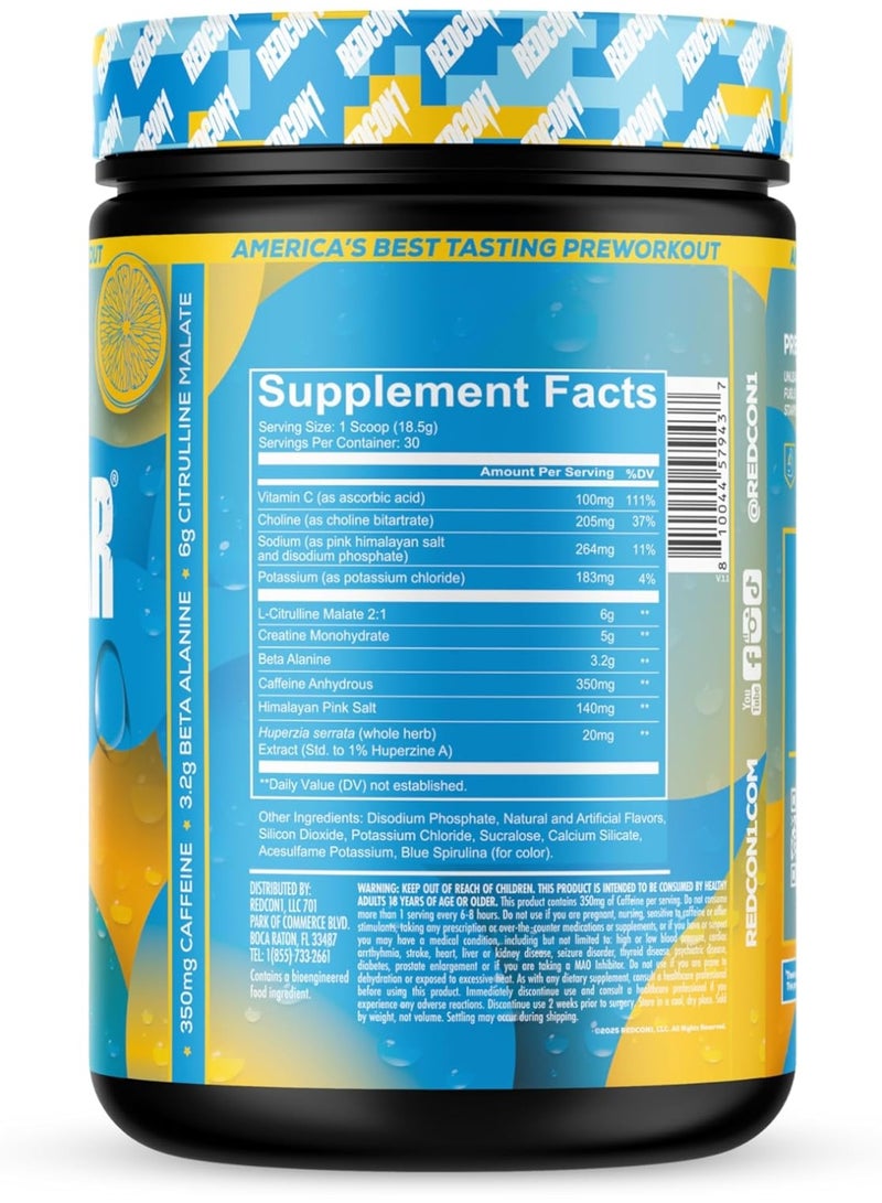 REDCON1 Total War Reloaded Pre Workout Powder, Icey Blue Lemonade - Creatine, Beta Alanine + L-Citrulline Malate Keto Friendly for Men & Women with 350mg of Caffeine - Fast Acting (30 Servings) - Image 3