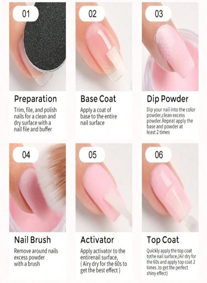 Bellecrey 6Colors/Set Acrylic Powder Glitters Professional Carving Nail Polymer Tip Extension French Pink White Clear Adhesive Rhinestone Nail Art Supplies 3D Tips Sculpting Crystal Nail Dipping - Image 3