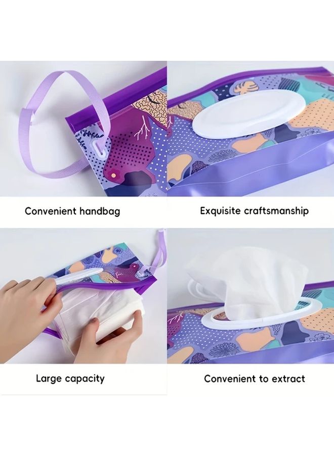 Purple Leaf EVA Wet Wipes Bag Reusable Wipe Holder Cute Cartoon Design For Daily Use Diaper Changing - Image 4