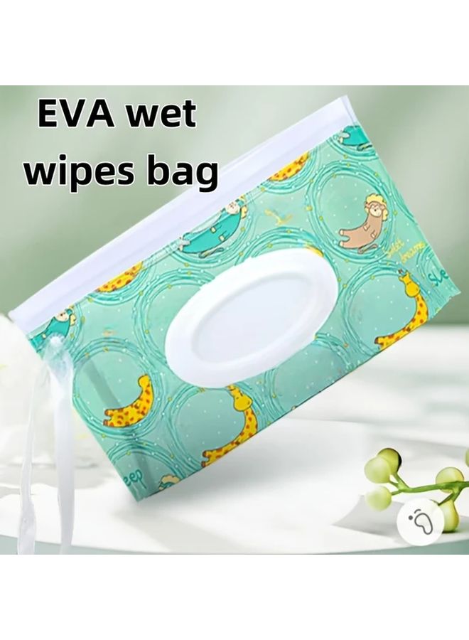 Purple Leaf EVA Wet Wipes Bag Reusable Wipe Holder Cute Cartoon Design For Daily Use Diaper Changing - Image 2