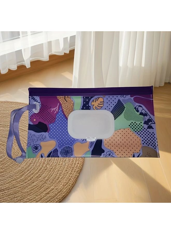 Purple Leaf EVA Wet Wipes Bag Reusable Wipe Holder Cute Cartoon Design For Daily Use Diaper Changing - Image 1