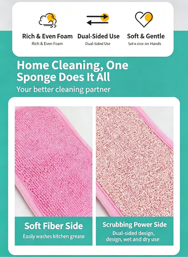 LuckSa Dish Sponge 12 Pack, Microfiber Kitchen Sponges for Cleaning, Non Scratch Microfiber Sponges for Washing Dishes, Double-Sided Scrub Sponge for Pots, Pans, Glass (6 Colors) - Image 3