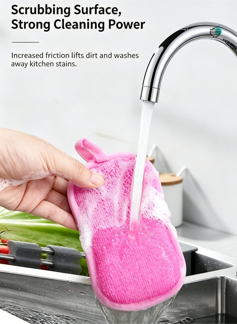 LuckSa Dish Sponge 12 Pack, Microfiber Kitchen Sponges for Cleaning, Non Scratch Microfiber Sponges for Washing Dishes, Double-Sided Scrub Sponge for Pots, Pans, Glass (6 Colors) - Image 5