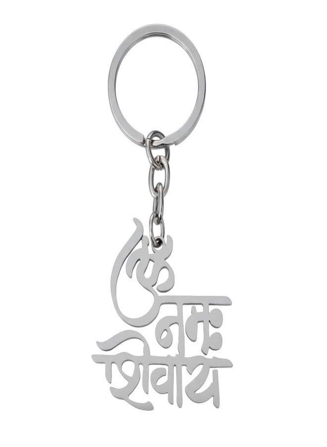 The Men Gift Om Namah Shivay Stainless Steel Keychain|Lord Shiva Mantra Design Metal Key Ring|Hindu Religious Spiritual Keychain for Bike, Car & Home BLSkey20251081 - Image 1