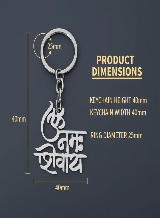 The Men Gift Om Namah Shivay Stainless Steel Keychain|Lord Shiva Mantra Design Metal Key Ring|Hindu Religious Spiritual Keychain for Bike, Car & Home BLSkey20251081 - Image 2