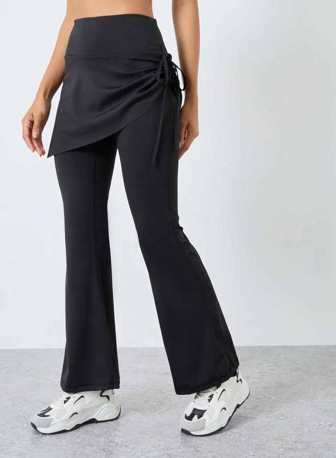 ستايلي اكتيف بنطال بحافة واسعة مع تفاصيل تنورة مزمومة