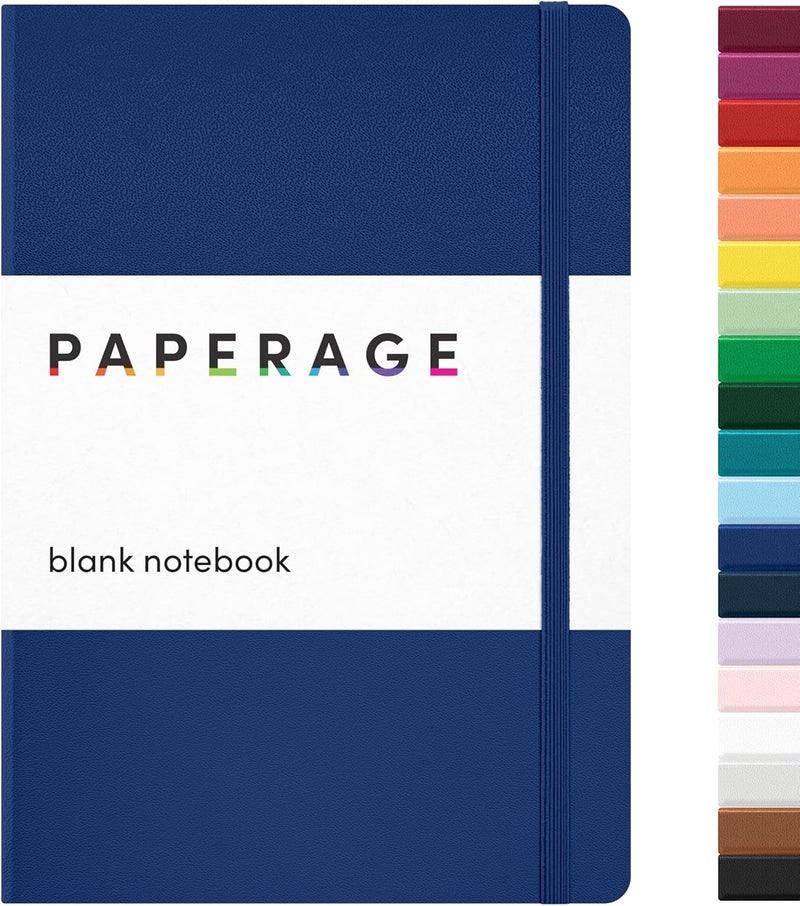 ببرج دفتر يوميات PAPERAGE فارغ، (أزرق ملكي)، 160 صفحة، مقاس متوسط 5.6 بوصة × 8 بوصة - ورق سميك 100 جرام – دفتر يوميات بغلاف صلب للعمل، المدرسة، تدوين الملاحظات أو الرسم - Image 1