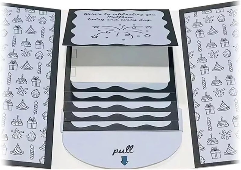 بطاقة هدايا عيد الميلاد يدوية الصنع باللون الرمادي على شكل شلال، كتيب مكون من 6 قطع، بطاقة رأس السنة الجديدة - Image 2