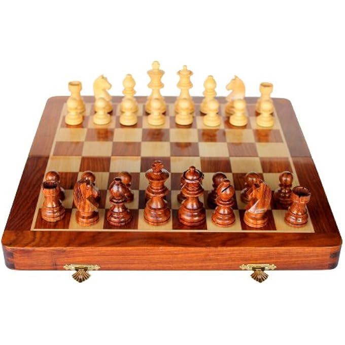 StonKraft 14 x 14 Collectible Wooden Folding Chess Game Board Set  Wooden Magnetic Crafted Pieces 2 Players Age 12 Delivery  7 Days - Image 3