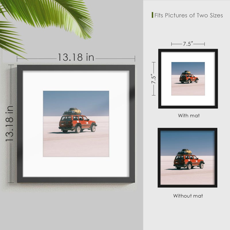 Fisnish 12x12 Picture Frame Sef of 10, Display Pictures 8x8 with Mat or 12 x 12 Without Mat, Photo Frame Collage for Wall Gallery Decor, Wall Mounted, Black - Image 3