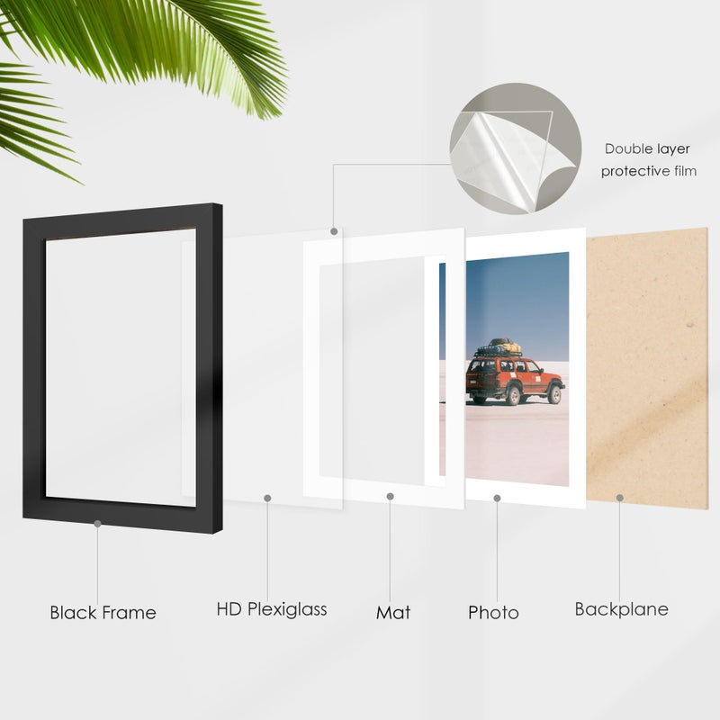 Fisnish 12x12 Picture Frame Sef of 10, Display Pictures 8x8 with Mat or 12 x 12 Without Mat, Photo Frame Collage for Wall Gallery Decor, Wall Mounted, Black - Image 4