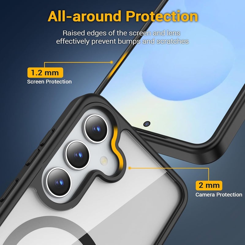 ShieldTech Back Cover Case for Samsung Galaxy S23FE 5G | Anti Yellow | Mag-Safe | Transparent & Black Mobile Phone Cover for Samsung Galaxy S 23 FE / S23FE 5G | TPU Transparent & Black Phone Case - Image 3