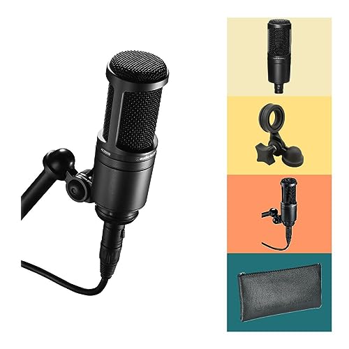 audio-technica Audio Technica AT2020 Condenser Studio Microphone Bundle with Pop Filter and XLR Cable - Image 2