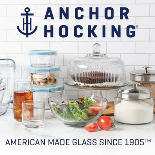 Anchor Hocking 26 Piece Glass Storage Containers with Lids (13 Glass Food Storage Containers & 13 Navy Blue SnugFit Lids) - Image 3