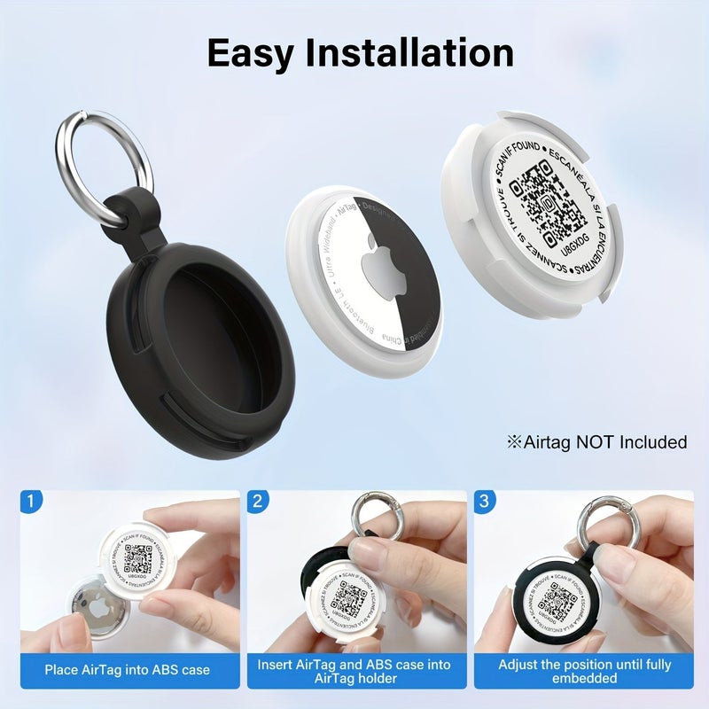 حامل AirTag من السيليكون مع سلسلة مفاتيح ورمز QR للمسح الضوئي لتنبيه موقع الحيوانات الأليفة عبر البريد الإلكتروني، حافظة متينة للعثور على العناصر المفقودة، غطاء خفيف الوزن وآمن لطوق الكلاب للأنشطة الخارجية، باللون الوردي. - Image 3