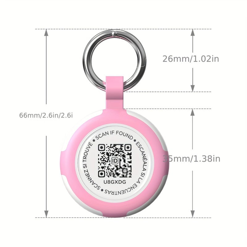 حامل AirTag من السيليكون مع سلسلة مفاتيح ورمز QR للمسح الضوئي لتنبيه موقع الحيوانات الأليفة عبر البريد الإلكتروني، حافظة متينة للعثور على العناصر المفقودة، غطاء خفيف الوزن وآمن لطوق الكلاب للأنشطة الخارجية، باللون الوردي. - Image 2