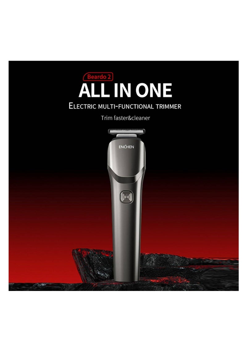 Enchen Beardo 2 Electric Multi-Functional Trimmer, 8000 RPM Speed Motor, 4 Detachable Guide Combs, Up to 12mm Guard, 1200 mAh Battery Capacity, Type-C Charging Port, Black   Beardo-2 - Image 4