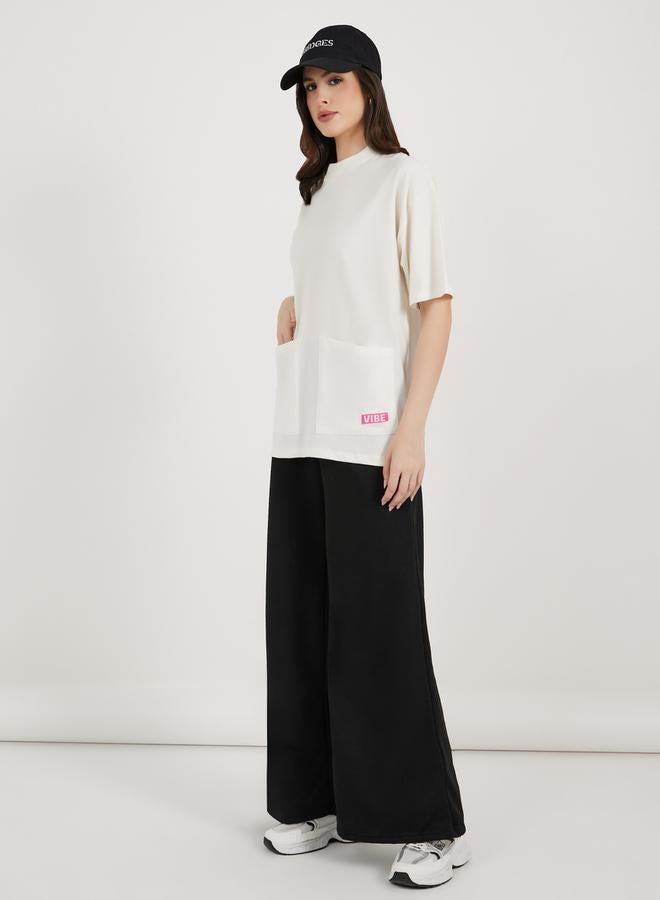 Styli Utility Pocket Detail High Neck Oversized T-Shirt  - Image 2