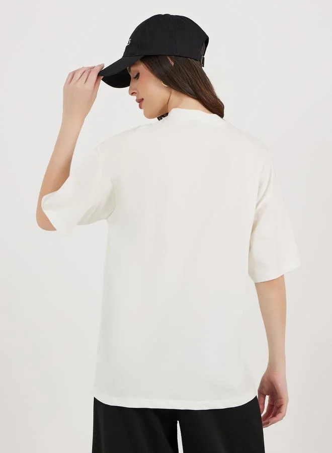Styli Utility Pocket Detail High Neck Oversized T-Shirt