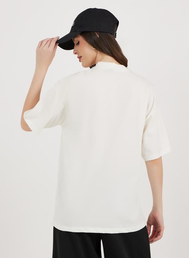 Styli Utility Pocket Detail High Neck Oversized T-Shirt  - Image 5