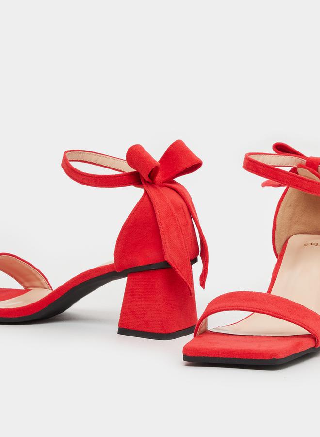 ستايلي صنادل بكعب عريض وحزام كاحل بفيونكة خلفية - Image 3