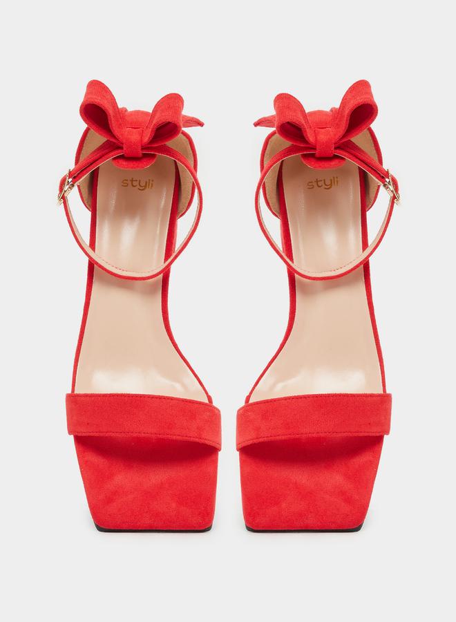 ستايلي صنادل بكعب عريض وحزام كاحل بفيونكة خلفية - Image 5