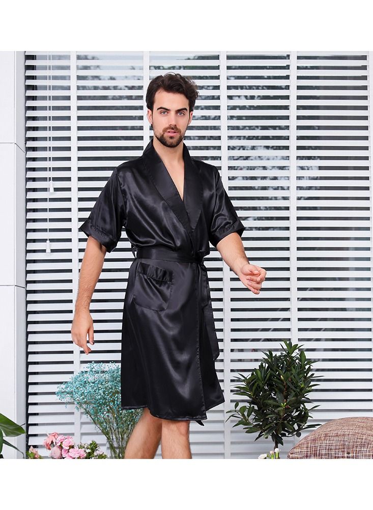 Loquat Solid Color Pyjama Robe Black  - Image 1