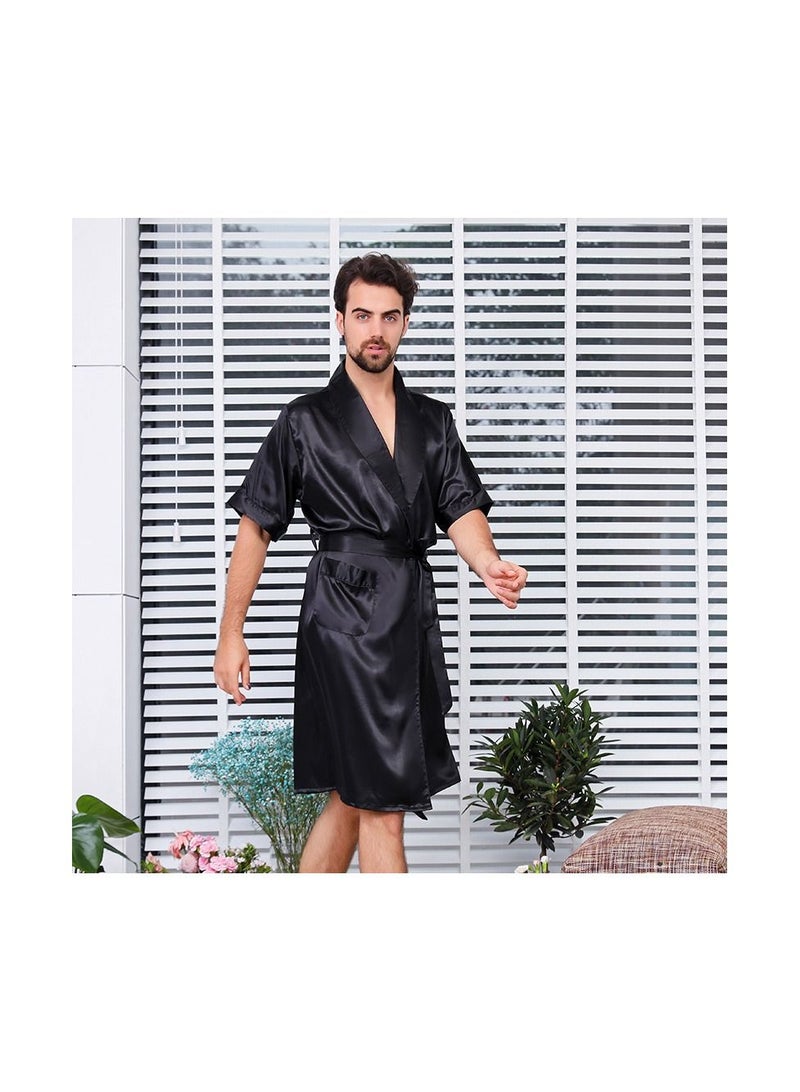 Loquat Solid Color Pyjama Robe Black  - Image 2