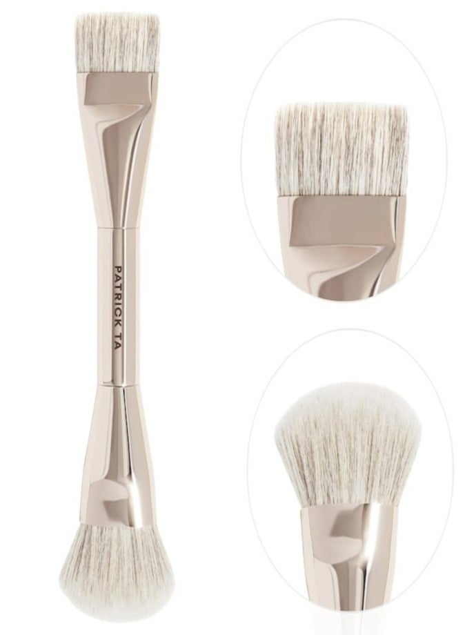 Patrick Ta Dual Ended Foundation Brush – Professional Makeup Brush for Seamless Liquid & Cream Foundation Application - Image 1