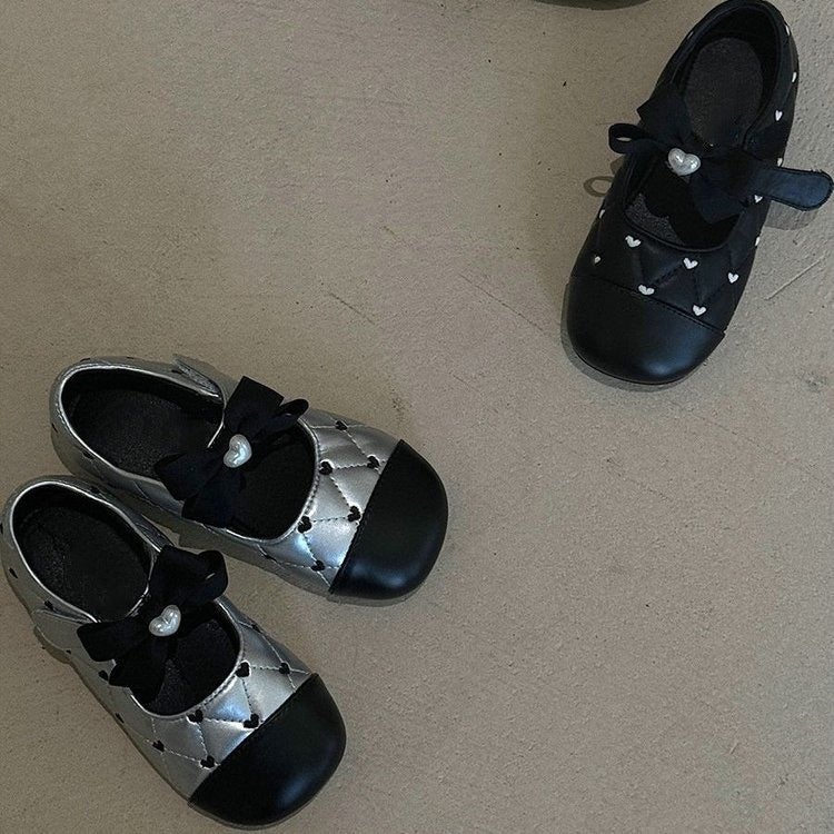 2026 Spring/Summer New Children''s Bow Princess Shoes Korean Style Soft Sole Velcro Versatile Patchwork Little Chanel Style Leather Shoes - Image 3