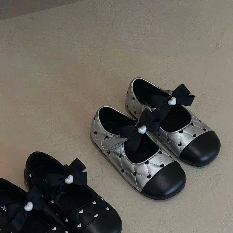 2026 Spring/Summer New Children''s Bow Princess Shoes Korean Style Soft Sole Velcro Versatile Patchwork Little Chanel Style Leather Shoes - Image 2