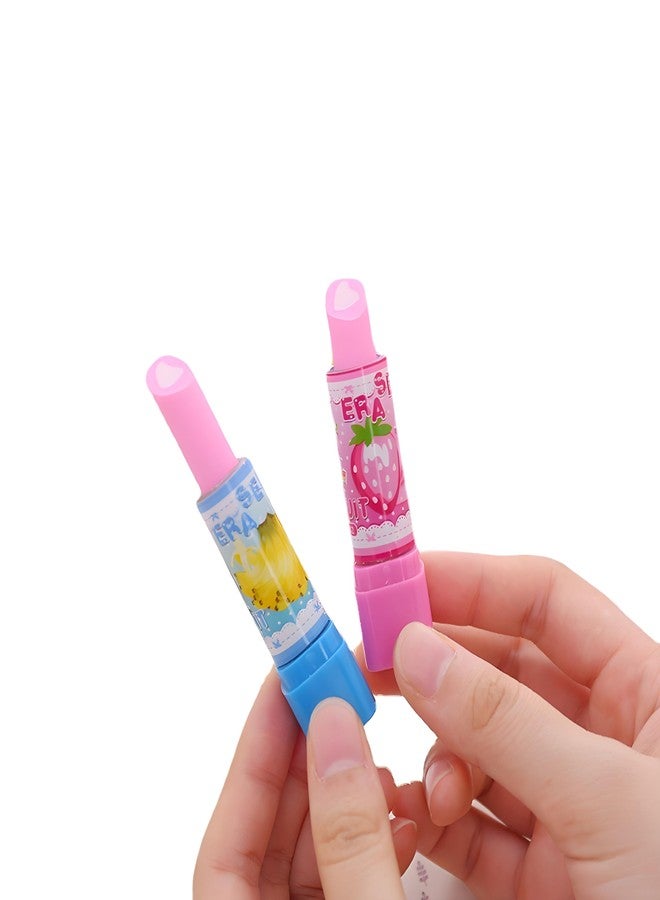 Radiance™ 12 Pcs Lipstick Shape Erasers for Kids | Non-Toxic Pencil Erasers for Girls, Cute School Stationery & Birthday Return Gift Items (Random Designs & Colors) - Image 5
