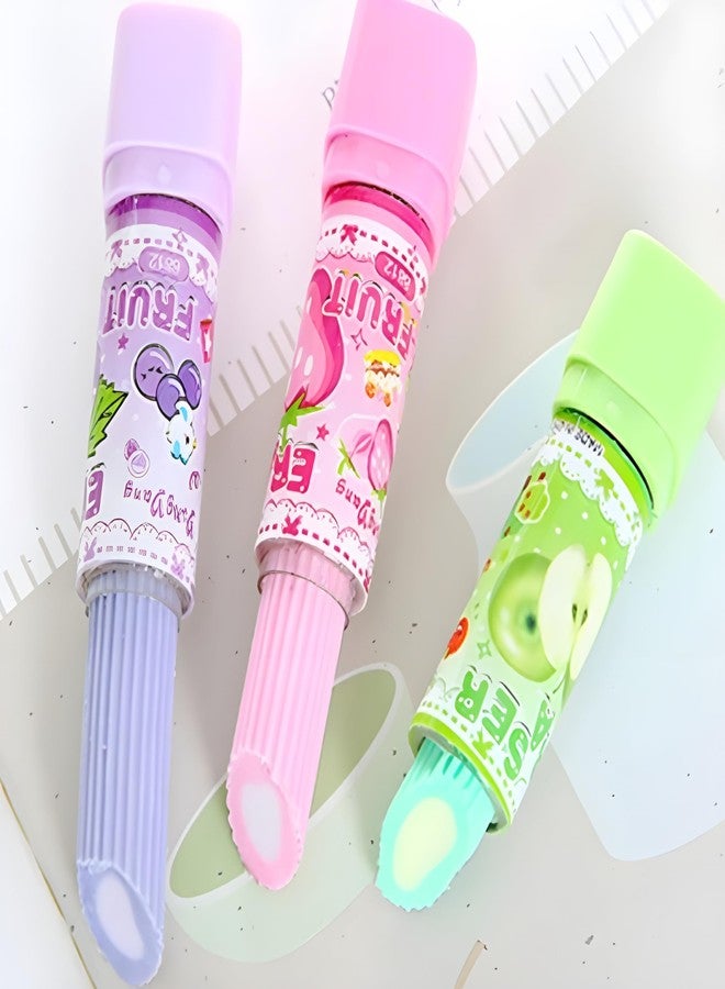 Radiance™ 12 Pcs Lipstick Shape Erasers for Kids | Non-Toxic Pencil Erasers for Girls, Cute School Stationery & Birthday Return Gift Items (Random Designs & Colors) - Image 4