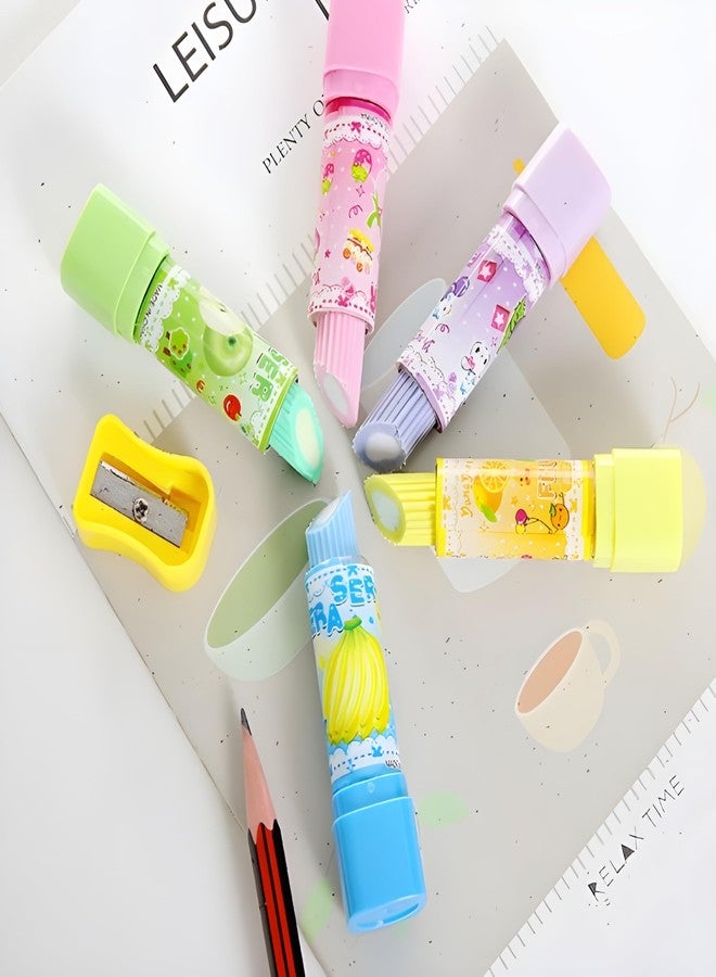 Radiance™ 12 Pcs Lipstick Shape Erasers for Kids | Non-Toxic Pencil Erasers for Girls, Cute School Stationery & Birthday Return Gift Items (Random Designs & Colors) - Image 2