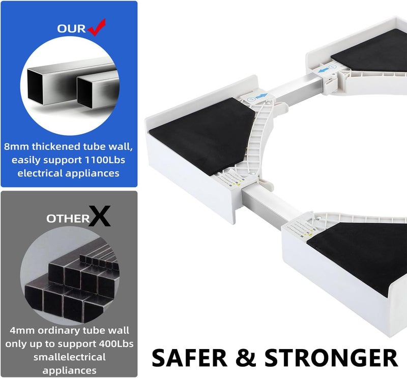 LengSuaa Universal Stacking Kit for Washer and Dryer, Adjustable Stacking Frame Kit Fit for 46-70 cm Washing Machine and Tumble Dryers, Stacking Shelf with Ratchet Ropes and Anti-Vibration Pads - Image 4