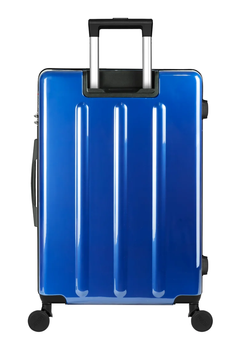 MNUK SWAGGER 28inch Luggage| Polycarbonate and ABS Hardside Trolley| Double 360Â° 4 Wheeler| Pink with black accents and solid blue