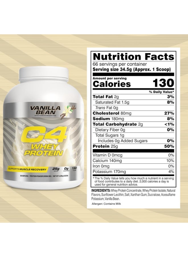 Cellucor C4 Whey Protein Powder, Vanilla Bean - 25g Protein, 0g Added Sugar, 130 Calories Per Serving, Supports Muscle Recovery, 66 Servings - Image 5
