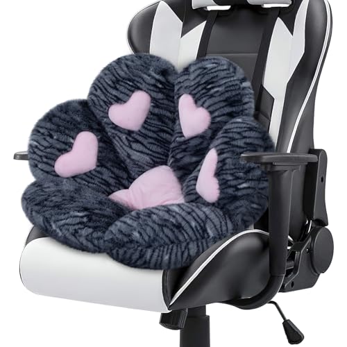 MOONBEEKI Cat Paw Cushion Chair Comfy Kawaii Plush Seat Cushions Shape Lazy Pillow for Gamer Chair 28"x 24" Cozy Floor Cute Seat Kawaii for Girl Worker Gift, Dining Room Bedroom Decorate （Black Silve） - Image 1