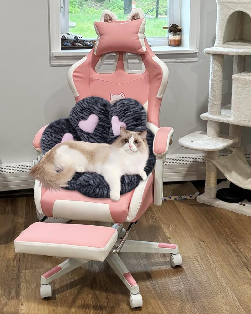 MOONBEEKI Cat Paw Cushion Chair Comfy Kawaii Plush Seat Cushions Shape Lazy Pillow for Gamer Chair 28"x 24" Cozy Floor Cute Seat Kawaii for Girl Worker Gift, Dining Room Bedroom Decorate （Black Silve） - Image 5