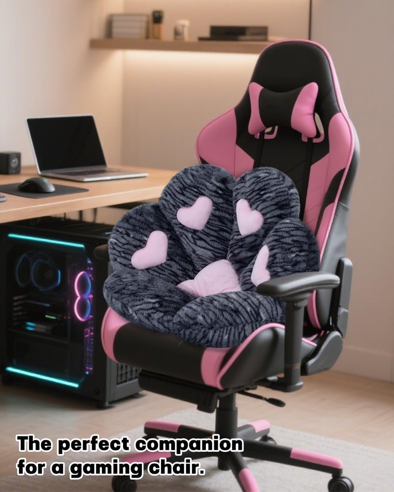 MOONBEEKI Cat Paw Cushion Chair Comfy Kawaii Plush Seat Cushions Shape Lazy Pillow for Gamer Chair 28"x 24" Cozy Floor Cute Seat Kawaii for Girl Worker Gift, Dining Room Bedroom Decorate （Black Silve） - Image 2
