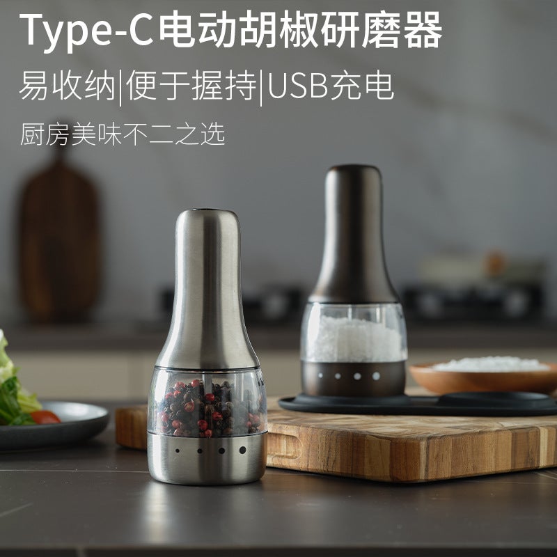 KDL Stainless Steel Electric Pepper Grinder USB Rechargeable - Image 3
