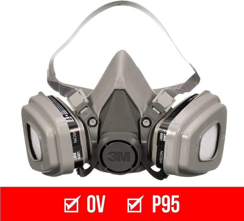 3M P95/OV Paint Project Reusable Respirator 6211, Medium Size, NIOSH-APPROVED Organic Vapor Cartridge & P95 Rated Filters, Lightweight, Flexible, Thermoplastic Faceseal For Comfort (6211P1-DC) - Image 2