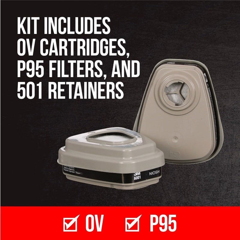 3M P95/OV Paint Project Reusable Respirator 6211, Medium Size, NIOSH-APPROVED Organic Vapor Cartridge & P95 Rated Filters, Lightweight, Flexible, Thermoplastic Faceseal For Comfort (6211P1-DC) - Image 4