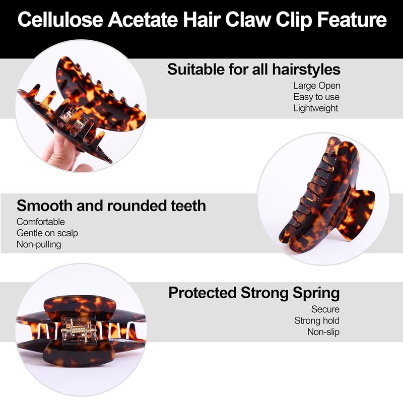 Fsmiling Big Claw Hair Clips for Women Hair Jaw Clips Large Hair Claw Clamps Acetate Hair Clip 2 Pack,Tortoise/Brown - Image 4