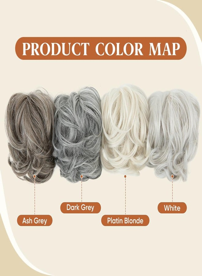 youngways Claw Clip Short Ponytail Messy Bun Hair Piece Bendable Hair Branch Extensions Fluffy Wavy Curly Synthetic Versatile Dark Grey Hairpieces - Image 4