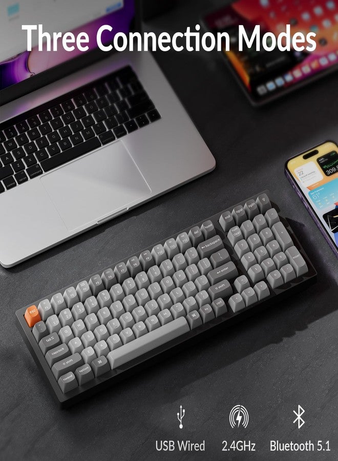 Keychron كيبورد ميكانيكي لاسلكي/سلكي Keychron K4 Max، تصميم 96% اتصال Bluetooth بتردد 2.4 GHz، مفاتيح PBT غير متألقة بإضاءة خلفية بيضاء متوافقة مع ماك ويندوز لينوكس - Image 4