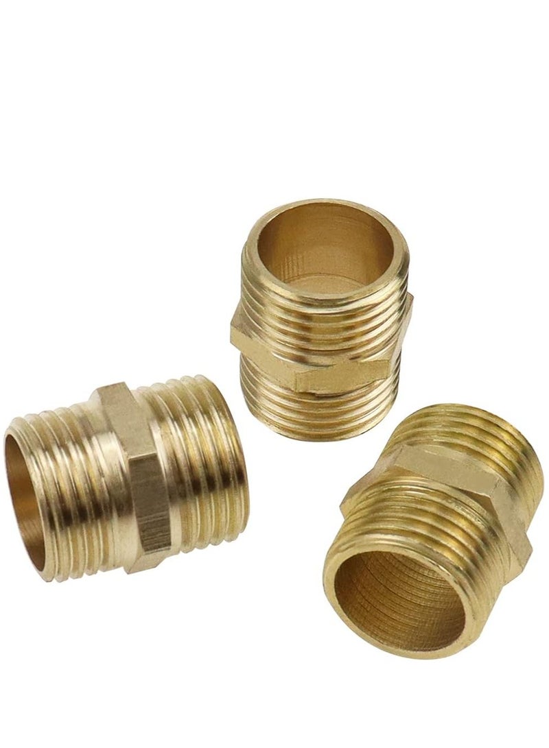 SEWAWA 1/2" Male Dual Brass Hose Fittings Kit, 3-Pack Male Threaded Fittings - Image 1