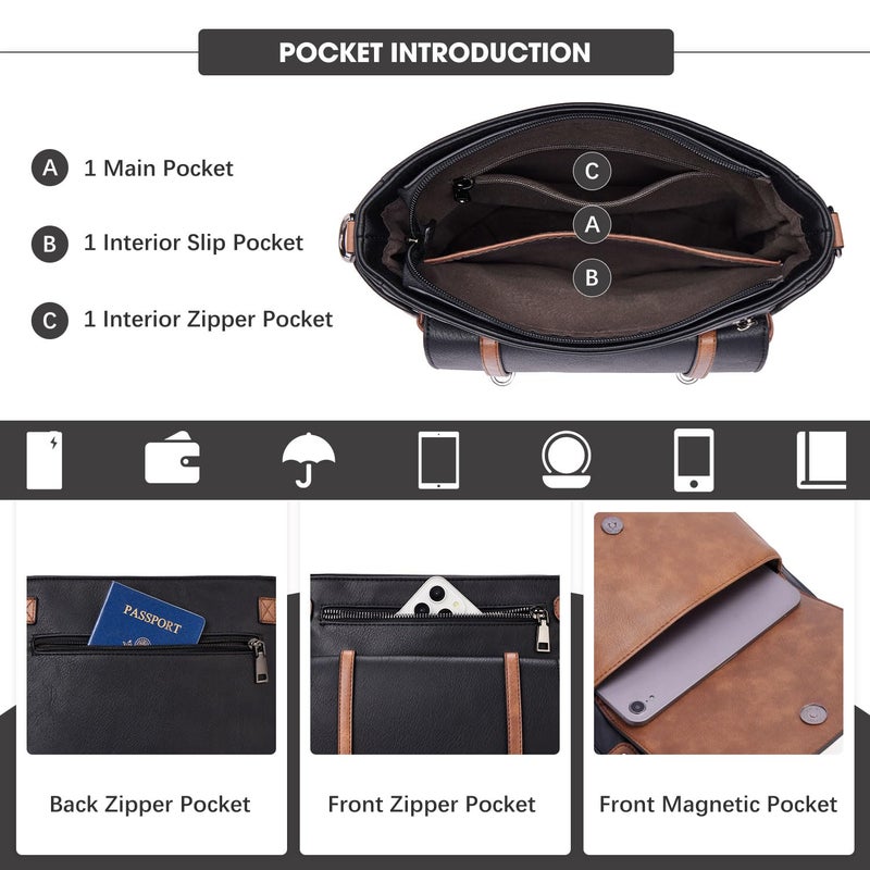 Roulens Crossbody Bags for Women,Multi Pocket Crossbody Purses Vegan Leather Shoulder Handbags Travel Purse Adjustable Strap - Image 3