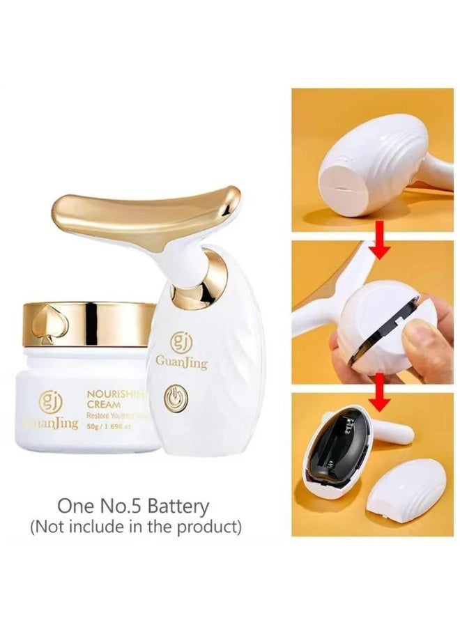 GuanJing Nourishing Lifting Electric Facial Massager with Cream, Face and Neck Sculpting Device Reduces Fine Lines Firms Sagging Skin Improves Elasticity Smooth Hydrated Youthful Glow - Image 3